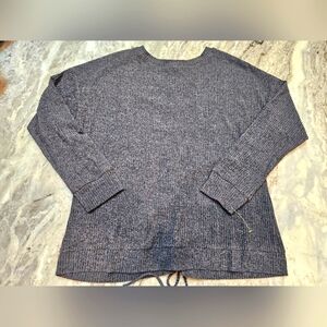 Doe & Rae Gray Ribbed Lace-Up Back Sweater Size Small